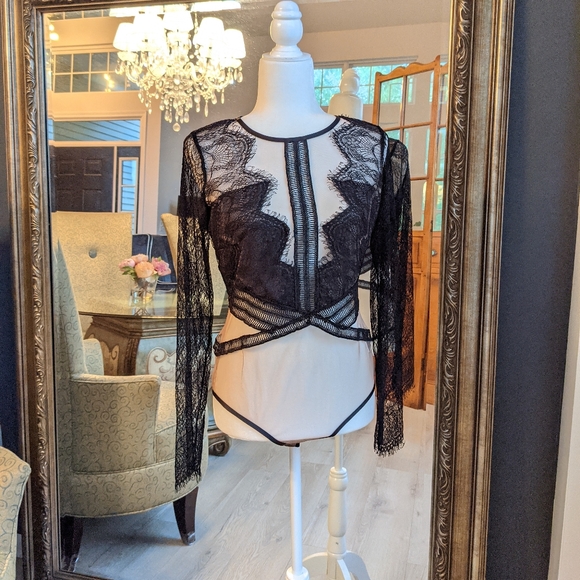 Lace body suit Black Nude L - Picture 3 of 16